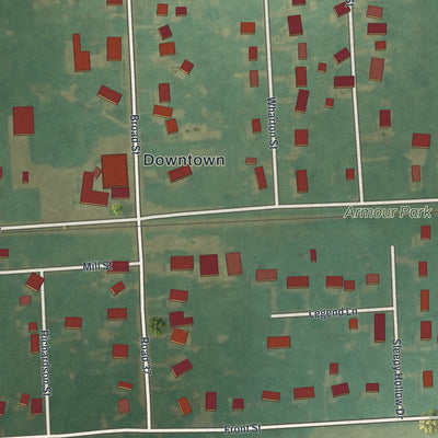 Close-up of the map of Houston, Delaware print showing street and building detail