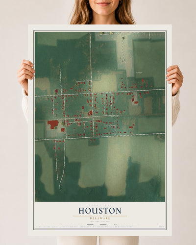 Map of Houston, Delaware, 24 x 36 inch unframed archival matte print
