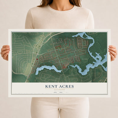 Map of Kent Acres, Delaware, 12 x 18 inch unframed archival matte print