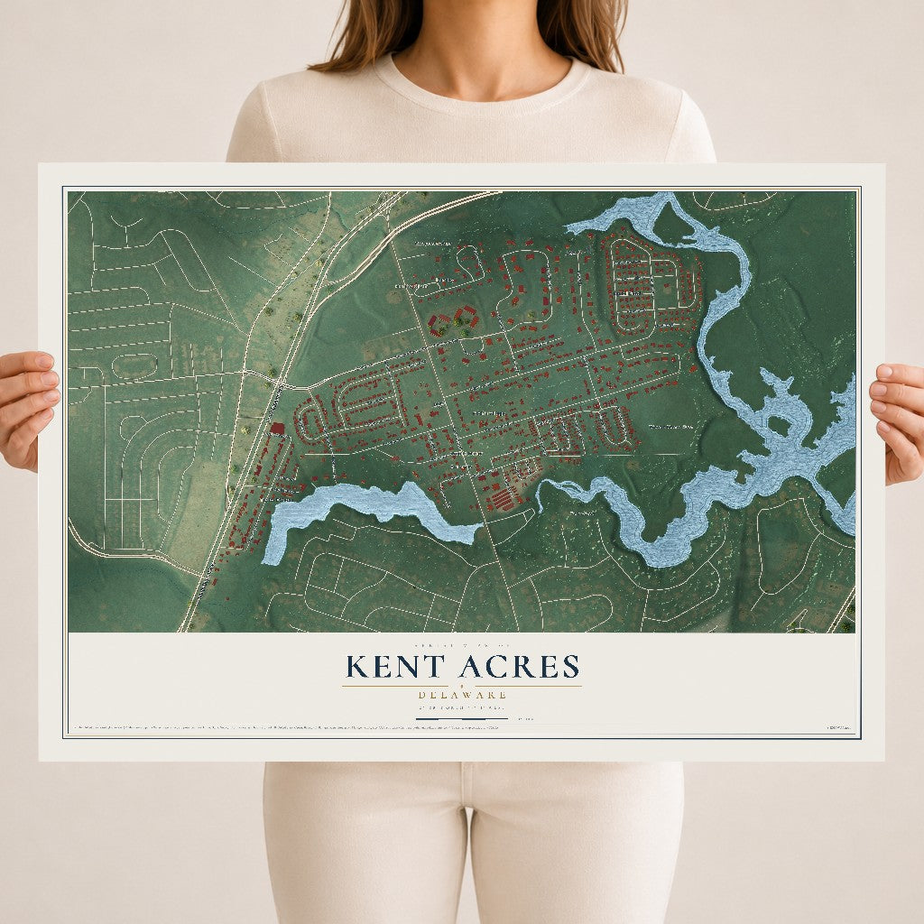 Map of Kent Acres, Delaware, 18 x 24 inch unframed archival matte print