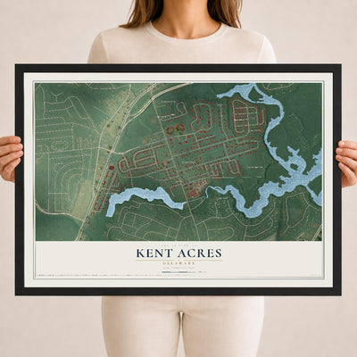 Map of Kent Acres, Delaware, 18 x 24 inch print in a black wood frame