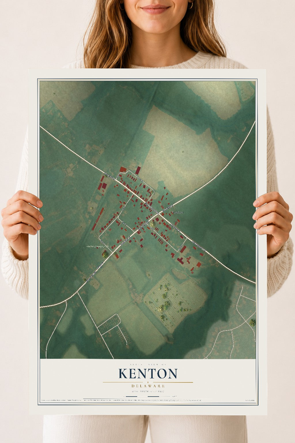 Map of Kenton, Delaware, 18 x 24 inch unframed archival matte print