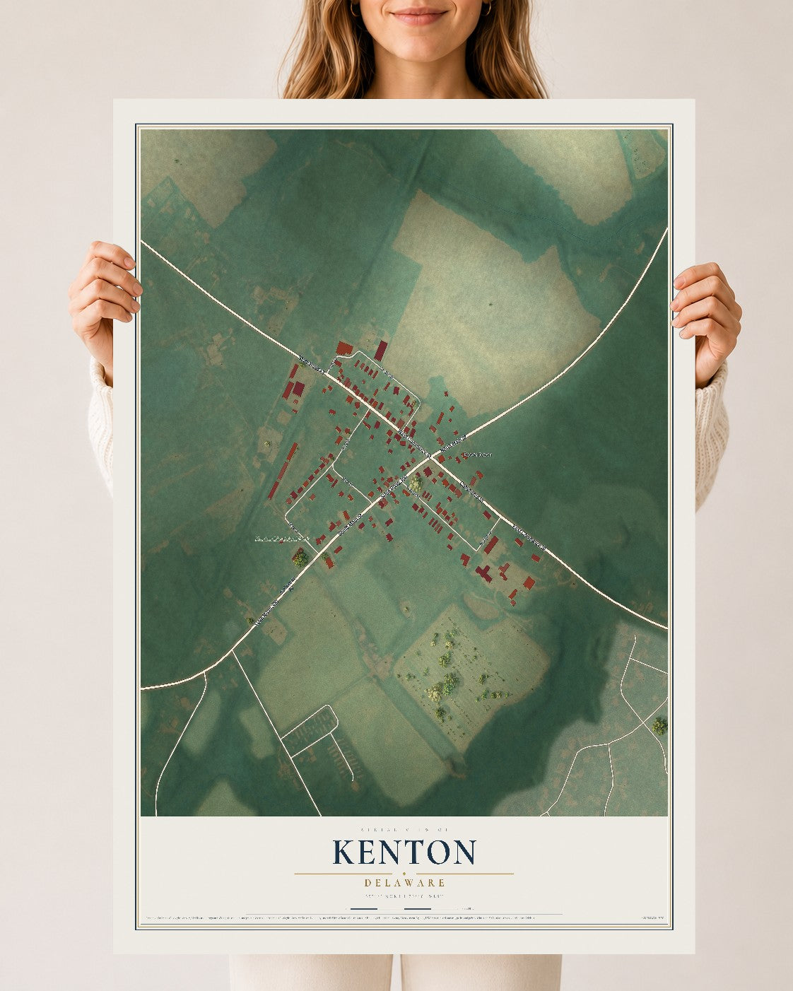 Map of Kenton, Delaware, 24 x 36 inch unframed archival matte print