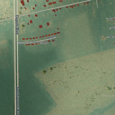 Second close-up of the map of Lincoln, Delaware print showing more streets and buildings