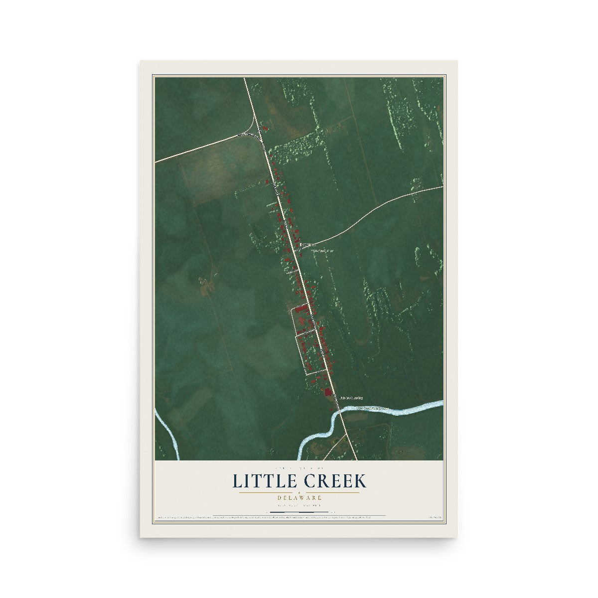 Map of Little Creek, Delaware, 12 x 18 inch unframed archival matte print
