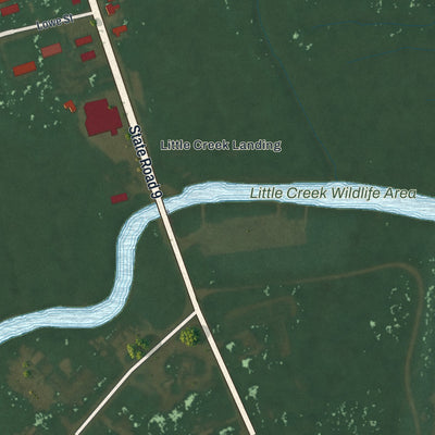 Second close-up of the map of Little Creek, Delaware print showing more streets and buildings