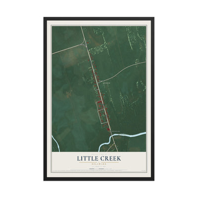 Map of Little Creek, Delaware, 12 x 18 inch print in a black wood frame