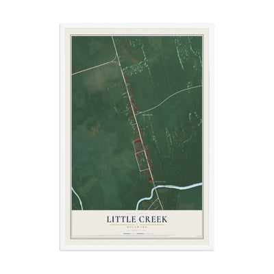 Map of Little Creek, Delaware, 12 x 18 inch print in a white wood frame