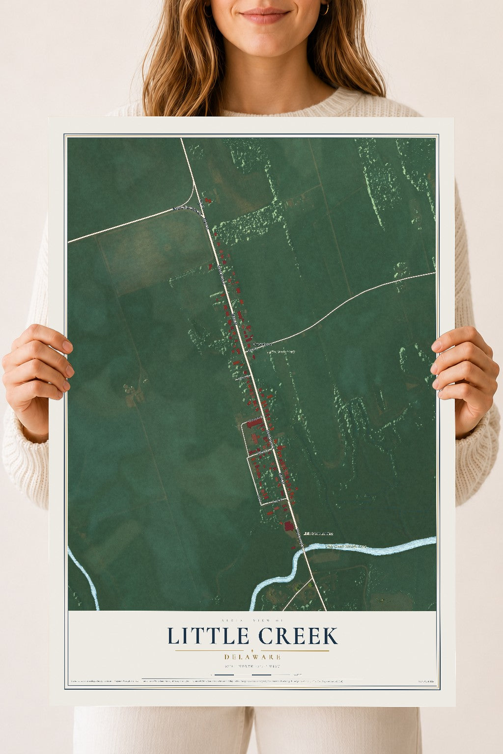 Map of Little Creek, Delaware, 18 x 24 inch unframed archival matte print