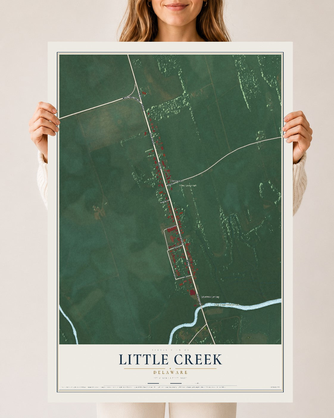 Map of Little Creek, Delaware, 24 x 36 inch unframed archival matte print
