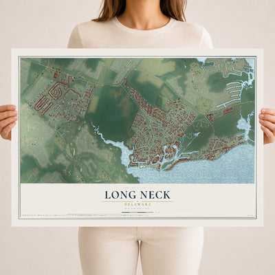 Map of Long Neck, Delaware, 18 x 24 inch unframed archival matte print