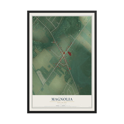 Map of Magnolia, Delaware, 12 x 18 inch print in a black wood frame