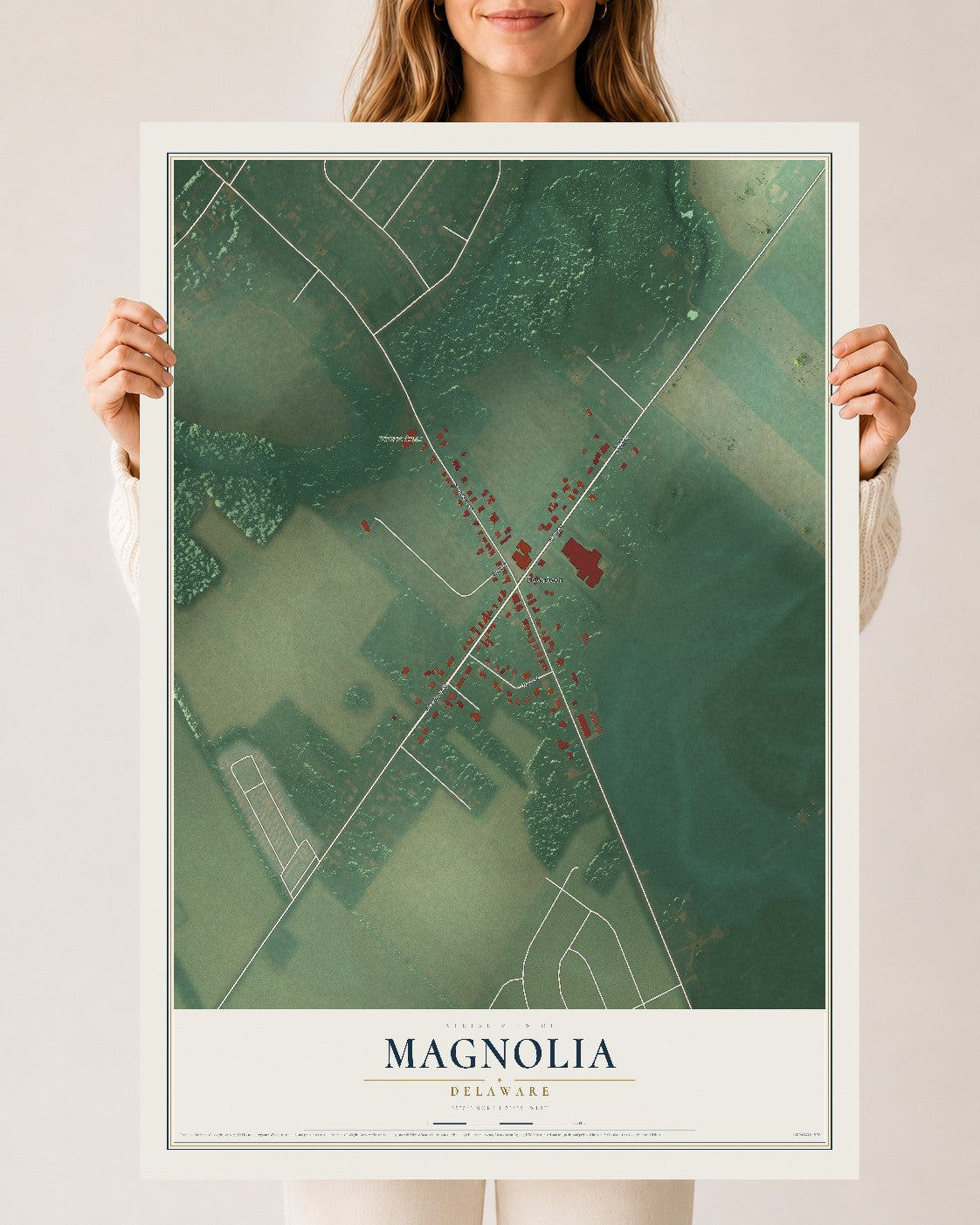 Map of Magnolia, Delaware, 24 x 36 inch unframed archival matte print