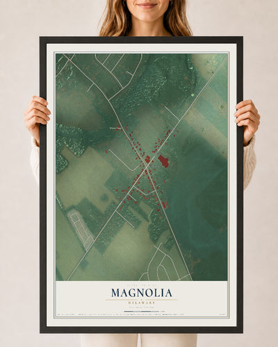 Map of Magnolia, Delaware, 24 x 36 inch print in a black wood frame