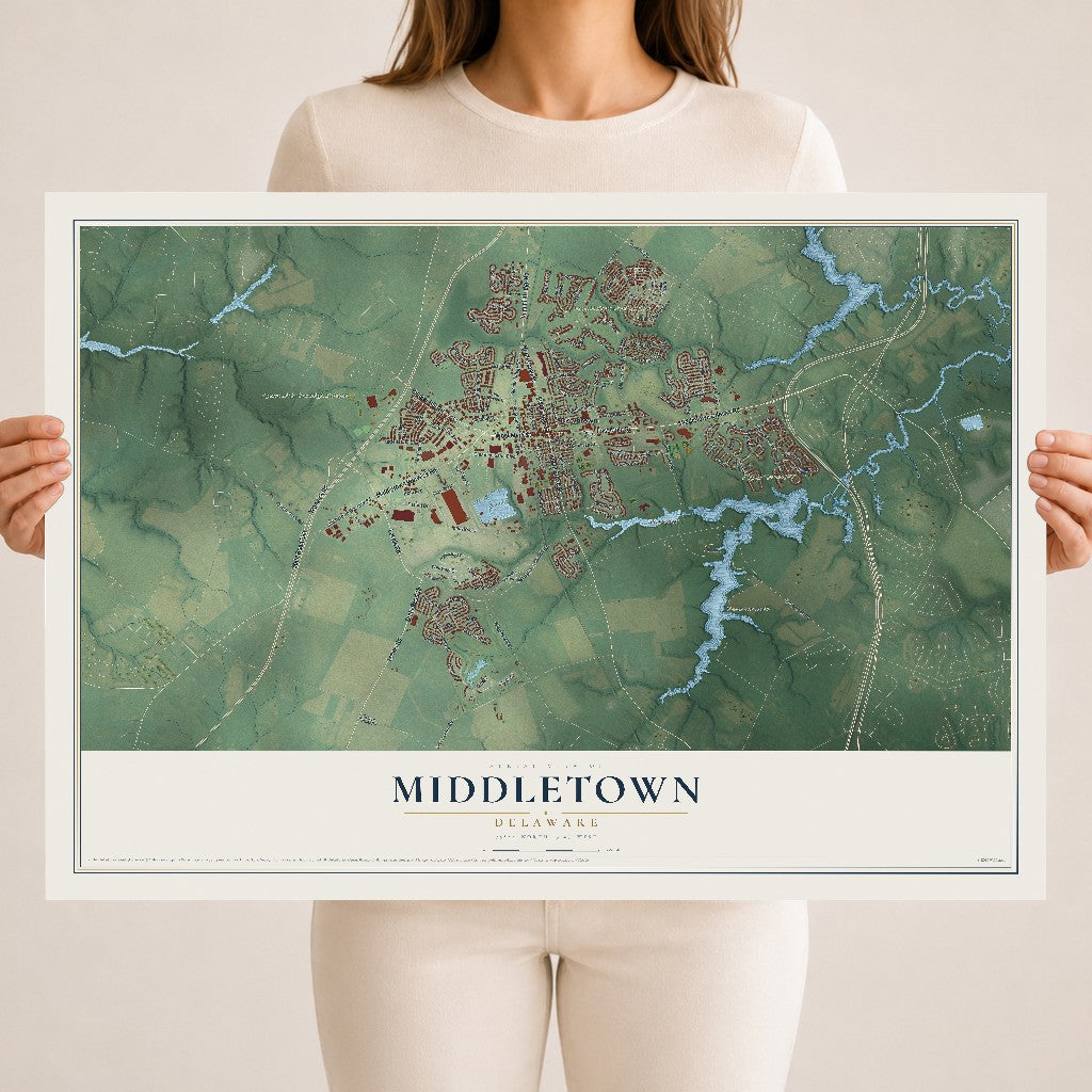 Map of Middletown, Delaware, 18 x 24 inch unframed archival matte print