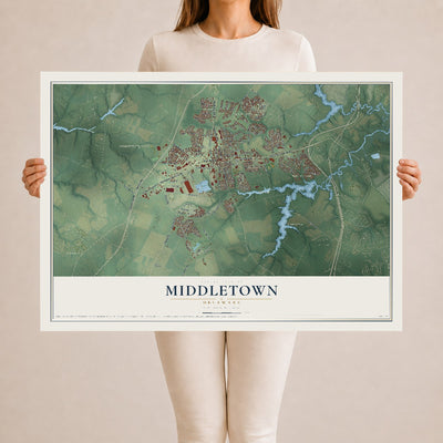Map of Middletown, Delaware, 24 x 36 inch unframed archival matte print
