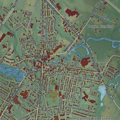 Close-up of the map of Milford, Delaware print showing street and building detail