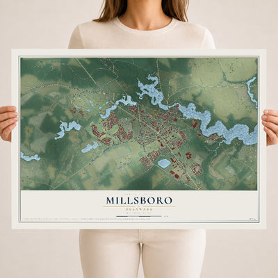 Map of Millsboro, Delaware, 18 x 24 inch unframed archival matte print