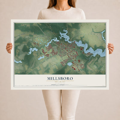 Map of Millsboro, Delaware, 24 x 36 inch unframed archival matte print