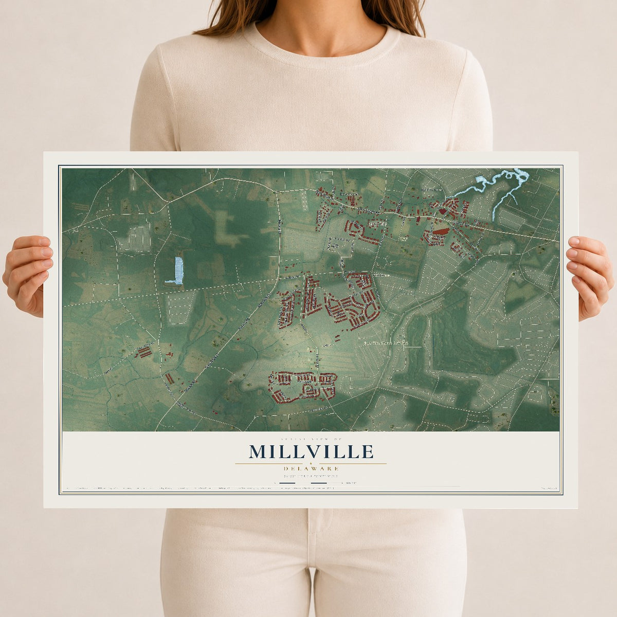 Map of Millville, Delaware, 12 x 18 inch unframed archival matte print