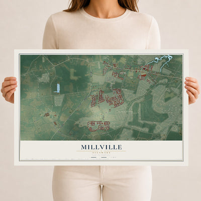 Map of Millville, Delaware, 12 x 18 inch unframed archival matte print