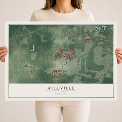 Map of Millville, Delaware, 18 x 24 inch unframed archival matte print