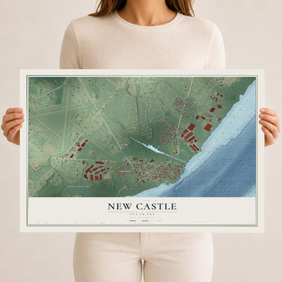 Map of New Castle, Delaware, 12 x 18 inch unframed archival matte print