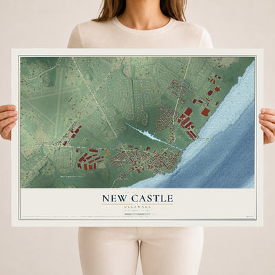 Map of New Castle, Delaware, 18 x 24 inch unframed archival matte print