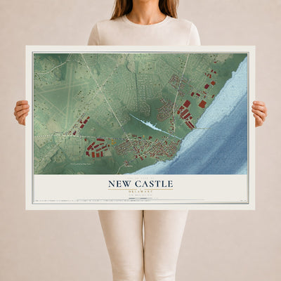 Map of New Castle, Delaware, 24 x 36 inch unframed archival matte print