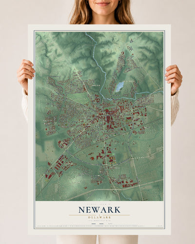 Map of Newark, Delaware, 24 x 36 inch unframed archival matte print