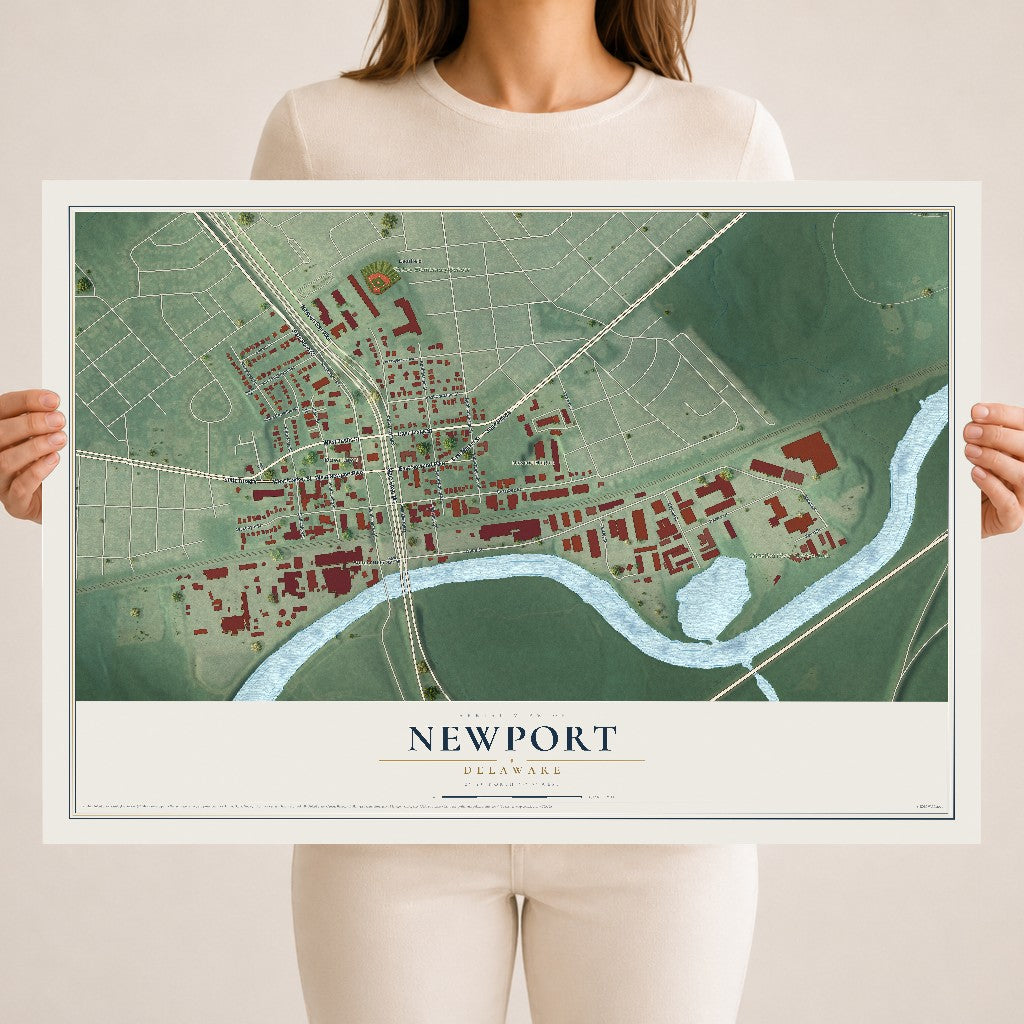 Map of Newport, Delaware, 18 x 24 inch unframed archival matte print