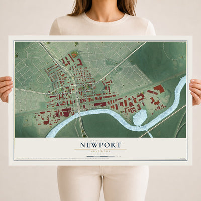 Map of Newport, Delaware, 18 x 24 inch unframed archival matte print