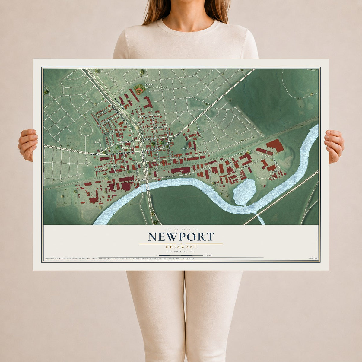 Map of Newport, Delaware, 24 x 36 inch unframed archival matte print