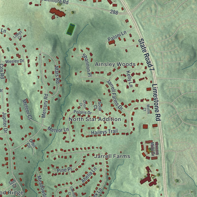 Second close-up of the map of North Star, Delaware print showing more streets and buildings