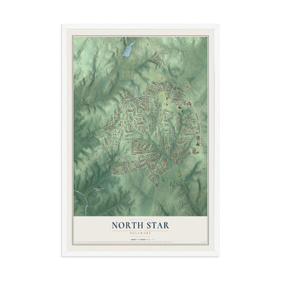 Map of North Star, Delaware, 12 x 18 inch print in a white wood frame