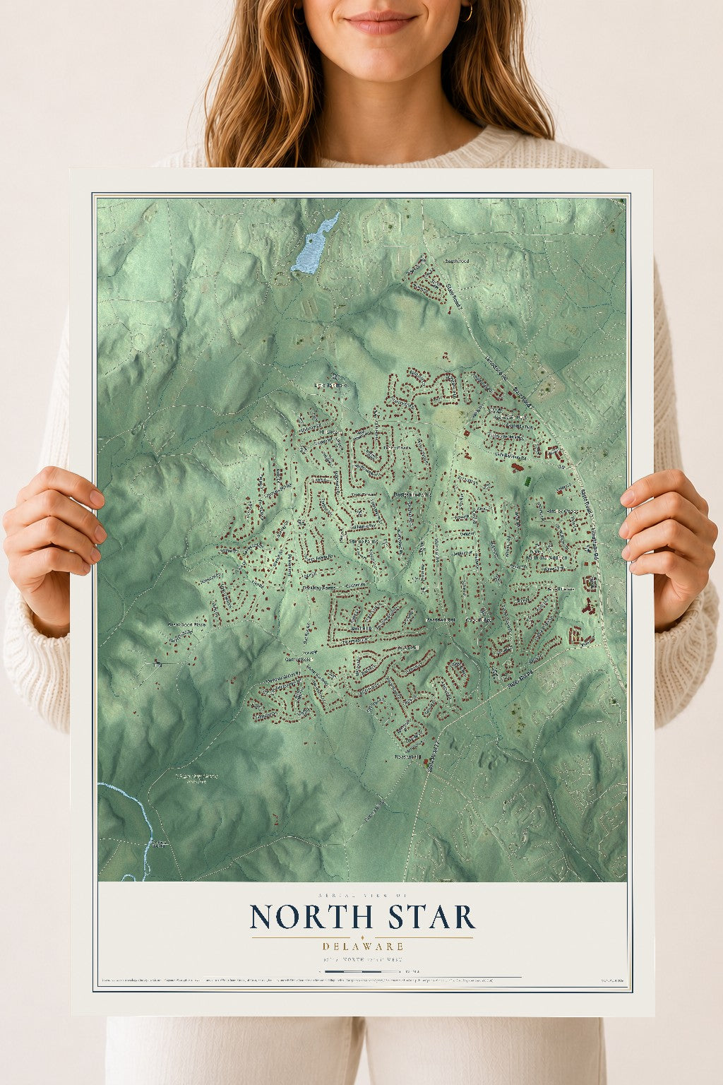 Map of North Star, Delaware, 18 x 24 inch unframed archival matte print