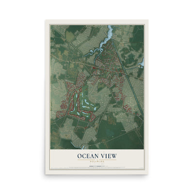 Map of Ocean View, Delaware, 12 x 18 inch unframed archival matte print