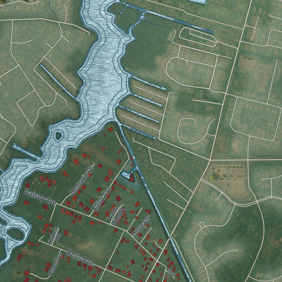 Close-up of the map of Ocean View, Delaware print showing street and building detail