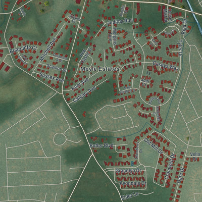 Second close-up of the map of Ocean View, Delaware print showing more streets and buildings