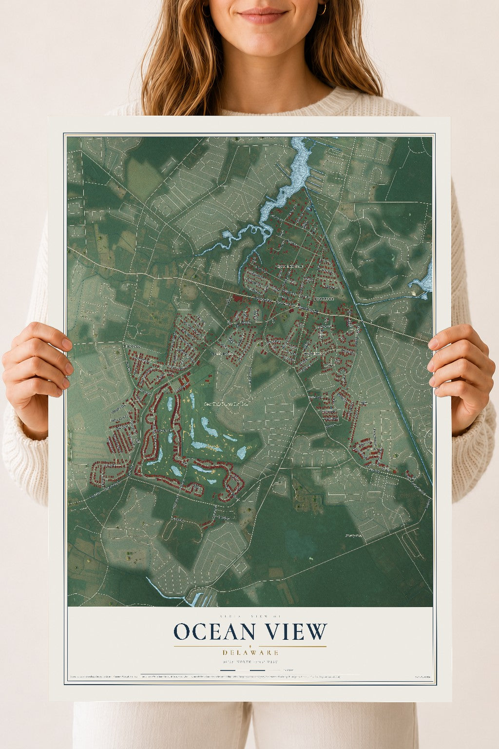 Map of Ocean View, Delaware, 18 x 24 inch unframed archival matte print