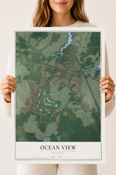 Map of Ocean View, Delaware, 18 x 24 inch unframed archival matte print