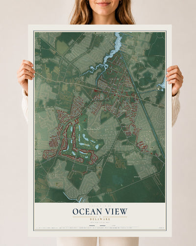 Map of Ocean View, Delaware, 24 x 36 inch unframed archival matte print