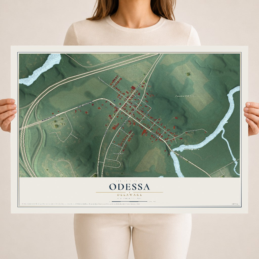 Map of Odessa, Delaware, 18 x 24 inch unframed archival matte print