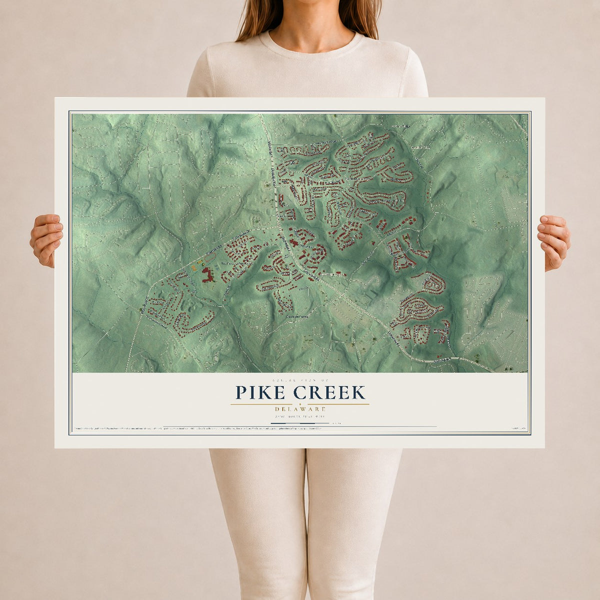 Map of Pike Creek, Delaware, 24 x 36 inch unframed archival matte print