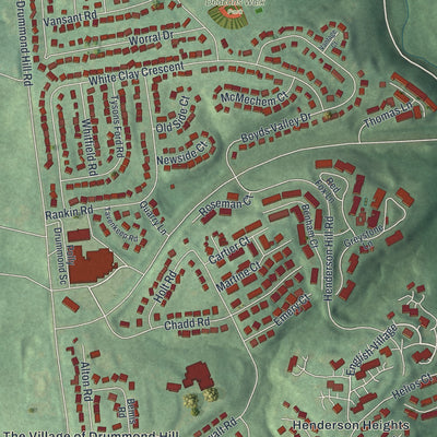 Close-up of the map of Pike Creek Valley, Delaware print showing street and building detail