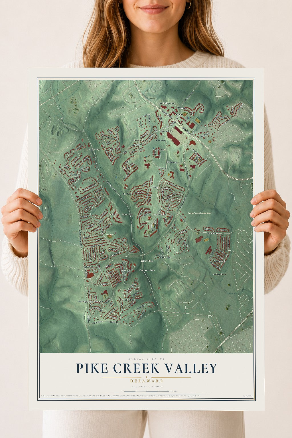 Map of Pike Creek Valley, Delaware, 18 x 24 inch unframed archival matte print
