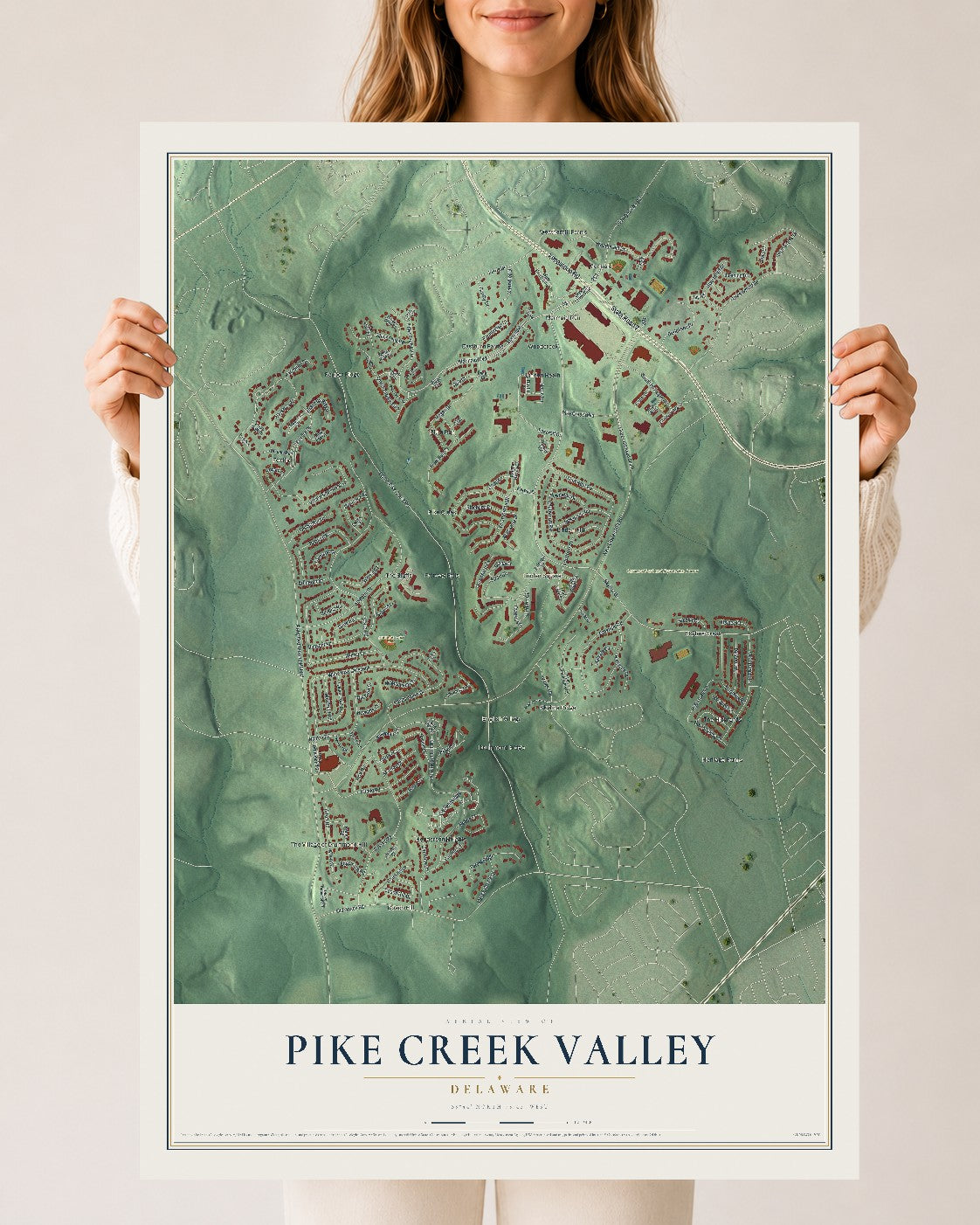 Map of Pike Creek Valley, Delaware, 24 x 36 inch unframed archival matte print