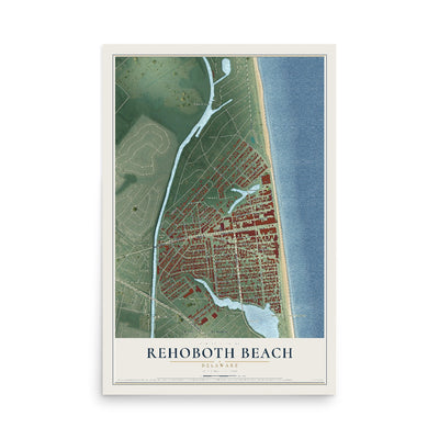 Map of Rehoboth Beach, Delaware, 12 x 18 inch unframed archival matte print