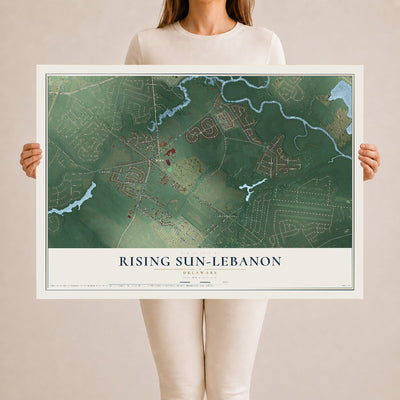 Map of Rising Sun-Lebanon, Delaware, 24 x 36 inch unframed archival matte print