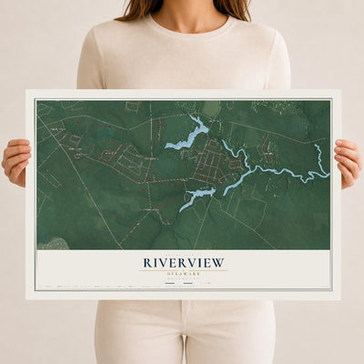 Map of Riverview, Delaware, 12 x 18 inch unframed archival matte print